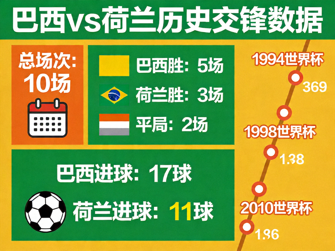 巴西对阵荷兰历史交锋数据图表